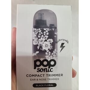 Pop Sonic Compact Rechargeable Ear & Nose Trimmer Black And White Small Portable